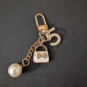 Faux Pearl Gold Toned Keychain